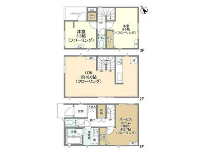 京浜急行電鉄本線 上大岡駅 徒歩14分 3階建 築4年(2SLDK)の間取り写真