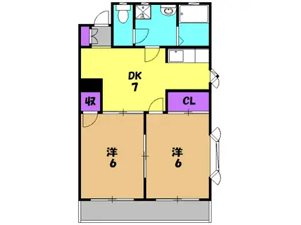 桜レジデンス(2DK/3階)の間取り写真