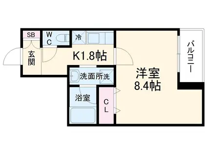 ウェルスクエア池田天神(1K/3階)の間取り写真