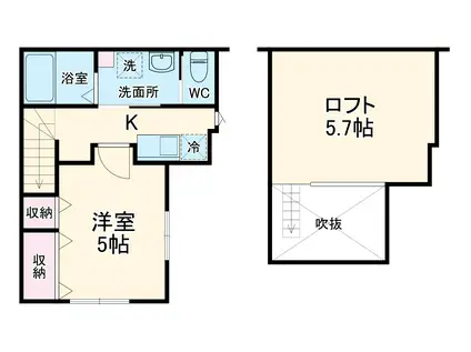 MELDIA松戸Ⅲ(1K/2階)の間取り写真