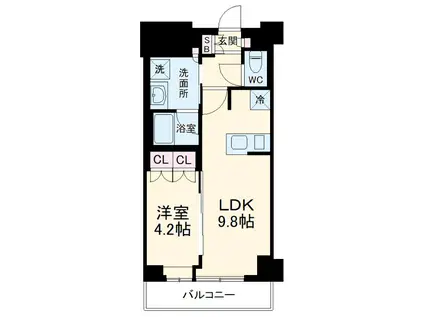 ラティエラ武蔵小杉(1LDK/3階)の間取り写真