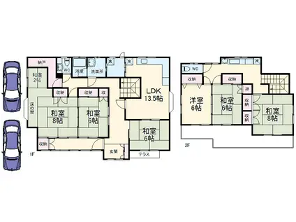 東武鉄道野田線 東岩槻駅 徒歩7分 2階建 築32年(6SLDK)の間取り写真
