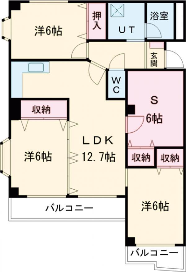アルファ—レジデンス簗瀬(3SLDK/2階)の間取り写真