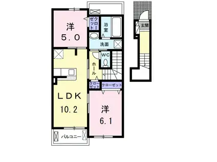 アテナ A(2LDK/2階)の間取り写真