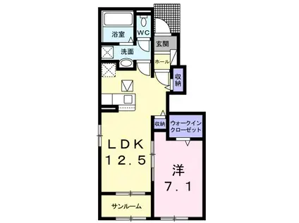 ヴェル・モカⅡ(1LDK/1階)の間取り写真