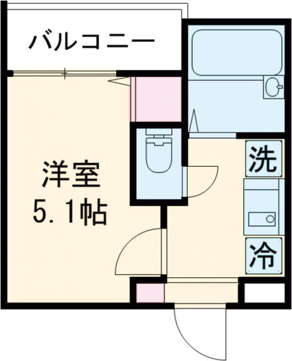 MELDIA扇大橋Ⅲ(1K/3階)の間取り写真