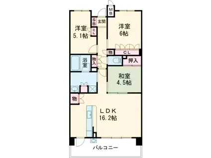 セントフローレンスパレス京都太秦天神川(3LDK/1階)の間取り写真