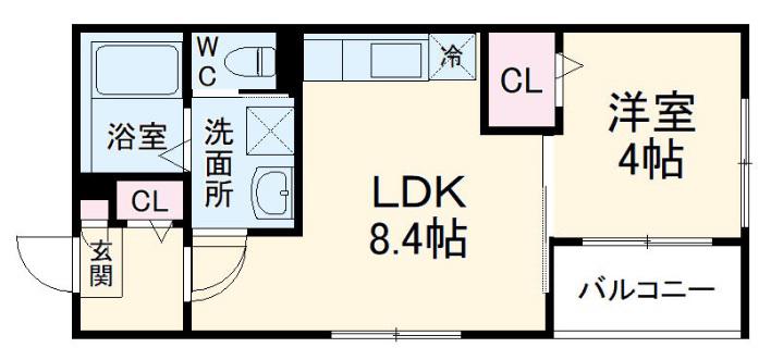 ハーモニーテラス汐田町2(1LDK/1階)の間取り写真