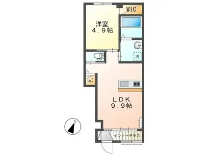 M・ウォルナット(1LDK/1階)の間取り写真