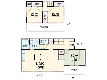 高崎線 上尾駅 徒歩50分 2階建 築40年(3LDK)の間取り写真