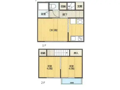 西武池袋・豊島線 入間市駅 徒歩35分 2階建 築52年(2DK)の間取り写真