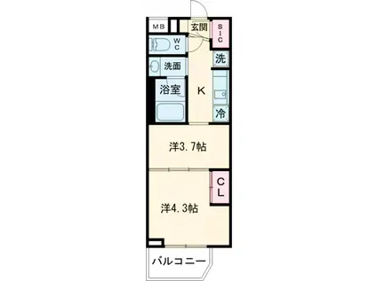 フレシア経堂(2K/2階)の間取り写真