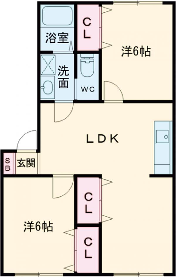 セレーノB(2LDK/2階)の間取り写真