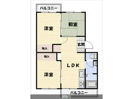 八千代中央レジデンス 2号棟(3LDK/2階)の間取り写真