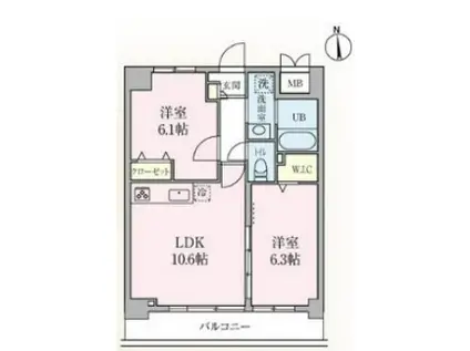 ポルトボヌール(2LDK/2階)の間取り写真
