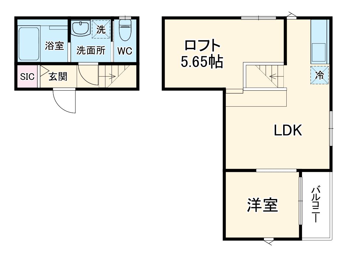 RADIANCE名駅本陣(1LDK/2階)の間取り写真