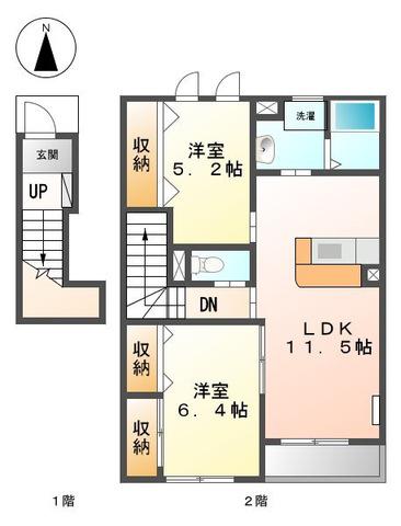 ガーデンハイムマーサ(2LDK/2階)の間取り写真