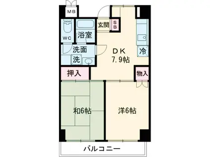 リヴェール浅見(2DK/5階)の間取り写真