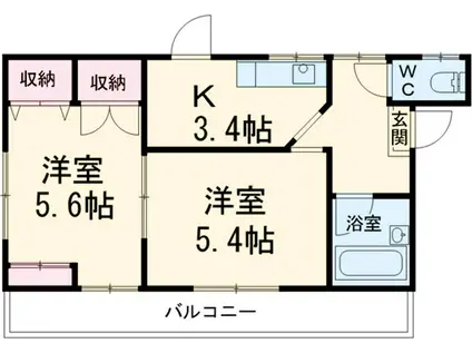 サンハイツ立川(2K/3階)の間取り写真