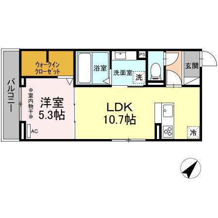 ポールスター・ポラリス(1LDK/3階)の間取り写真
