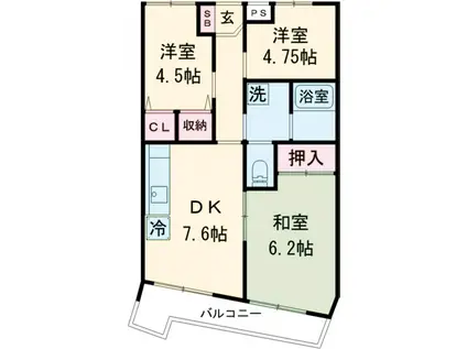 メゾンドモア(3DK/1階)の間取り写真