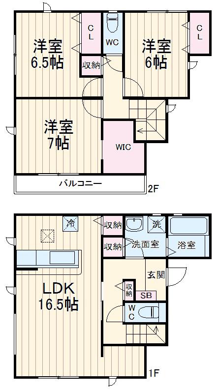 東武鉄道東上線 新河岸駅 徒歩14分 2階建 築4年(3LDK)の間取り写真