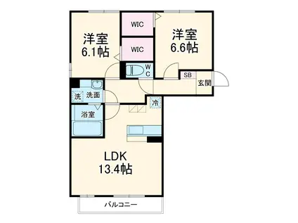 サウススクエア 3番館(2LDK/1階)の間取り写真