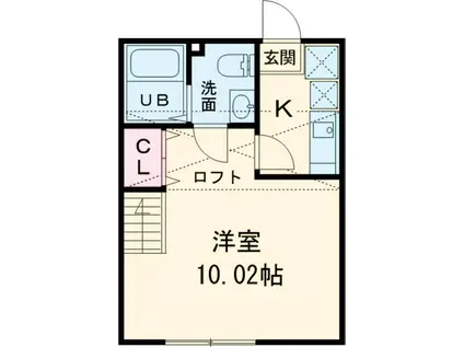 モンパルナス(1K/1階)の間取り写真