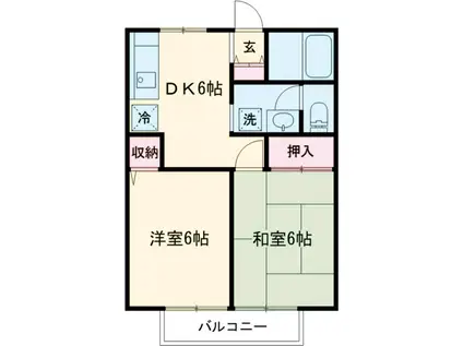 ハーモニー日野台(2DK/2階)の間取り写真