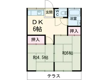杉田荘(2DK/2階)の間取り写真