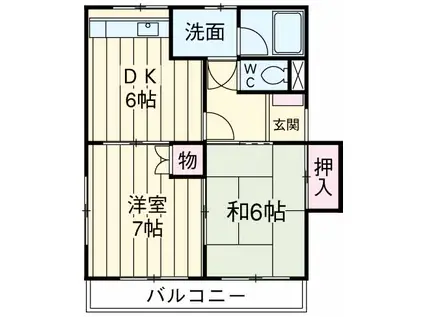 メゾンドカルムB(2DK/2階)の間取り写真