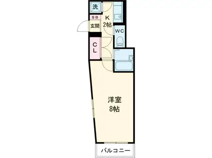 ブルーム学芸大Ⅱ(1K/4階)の間取り写真