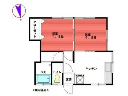 伸幸荘(2K/2階)の間取り写真