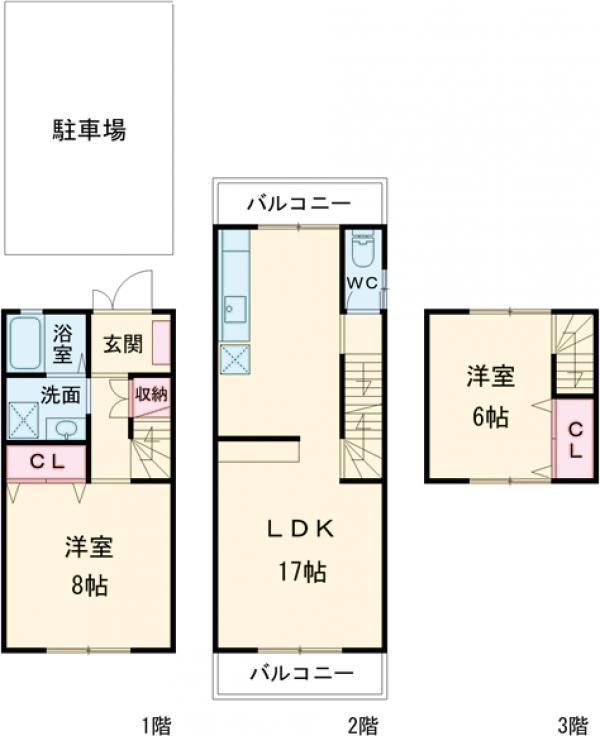 阪急電鉄京都線 桂駅 徒歩11分 3階建 築29年(2LDK)の間取り写真
