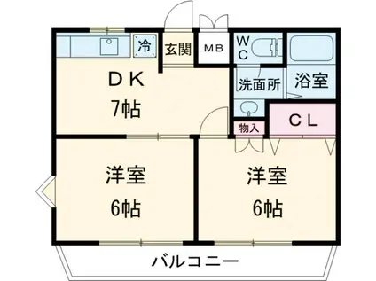 リバティハイツ(2DK/2階)の間取り写真
