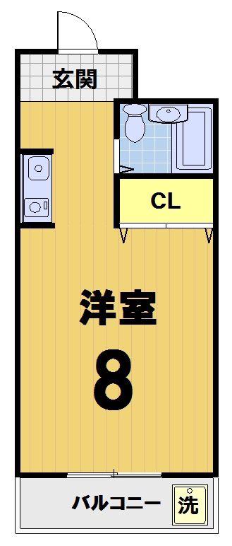 シャンブルN(1K/1階)の間取り写真