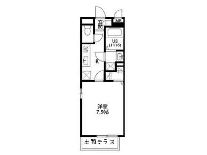 オーラムⅡ(1K/2階)の間取り写真