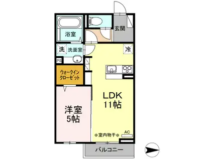 エトワール福生(1LDK/2階)の間取り写真
