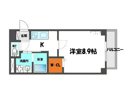 ビエンフェⅢ(1K/3階)の間取り写真