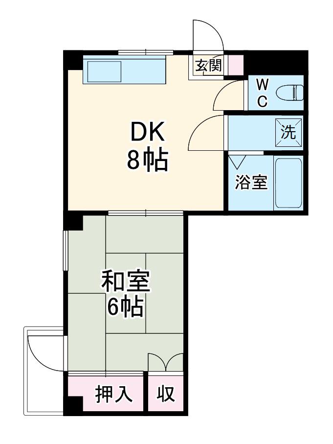 ブルーグレース八景(1DK/3階)の間取り写真