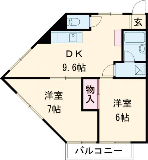アーク山﨑(2LDK/2階)の間取り写真