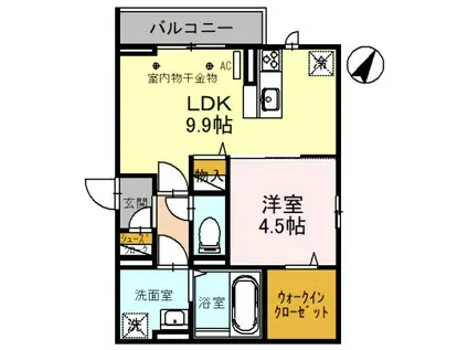 ミレニアセジュール熊谷(1LDK/3階)の間取り写真