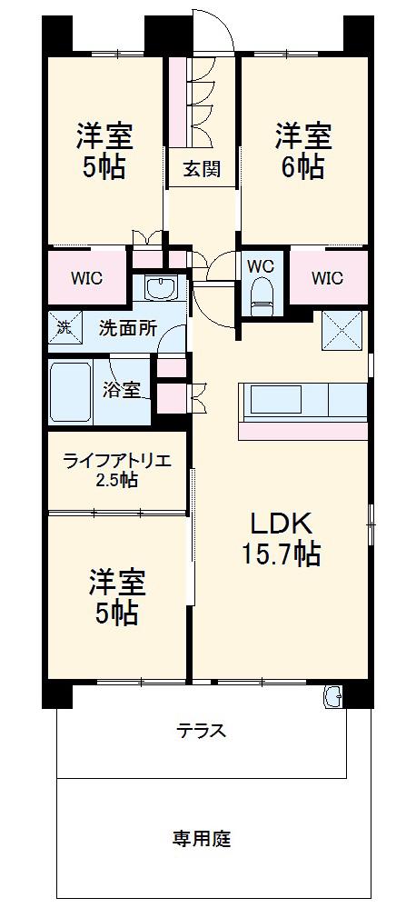 イニシア元住吉(3SLDK/1階)の間取り写真