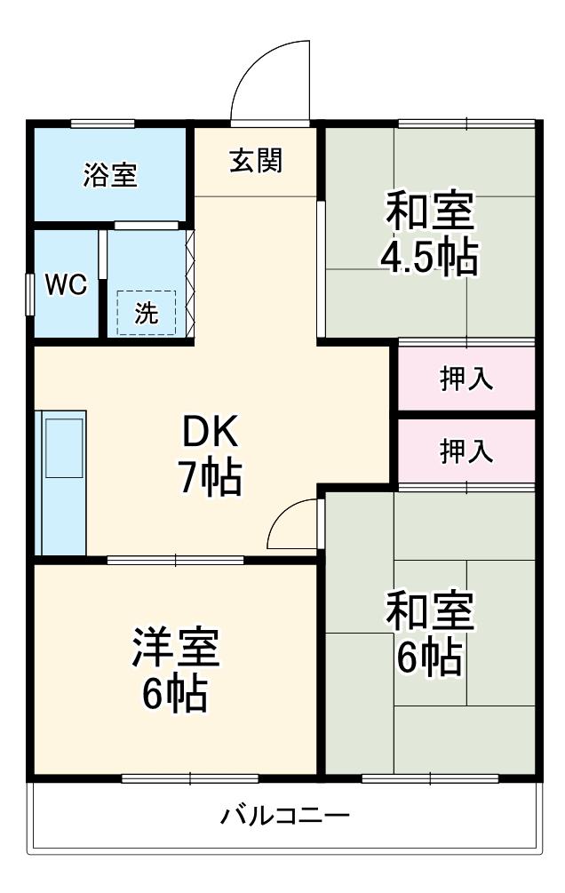 サンハイツ花堂(3DK/2階)の間取り写真