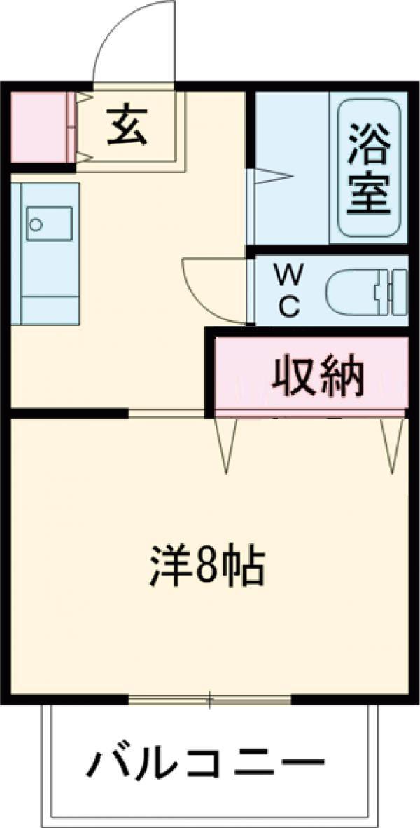 プレシオK(1K/1階)の間取り写真