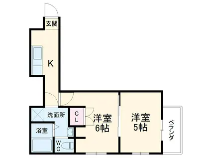 サンライズコースト(2K/2階)の間取り写真