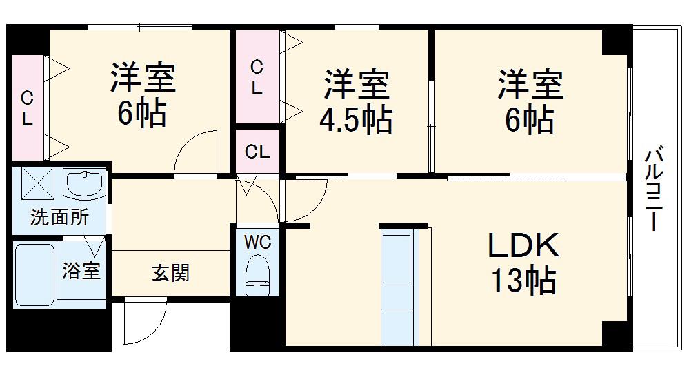 パークアベニュー緑地(3LDK/2階)の間取り写真