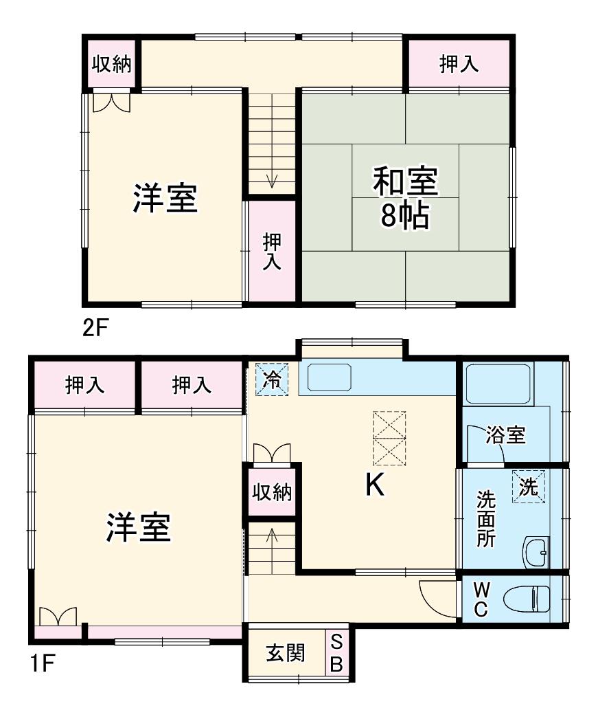 山万ユーカリが丘線 井野駅(千葉) 徒歩11分 2階建 築41年(3DK)の間取り写真