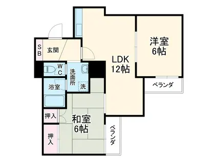 アップルハウス飯野 2号館(2LDK/2階)の間取り写真