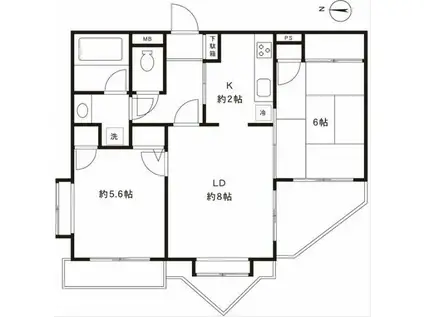 ナイスアーバン日吉(2LDK/3階)の間取り写真